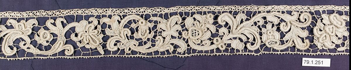 Strip, Needle lace, gros point lace, Italian, Venice