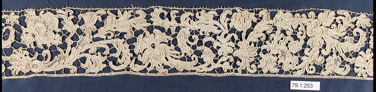 Strip, Needle lace, gros point lace, Italian, Venice