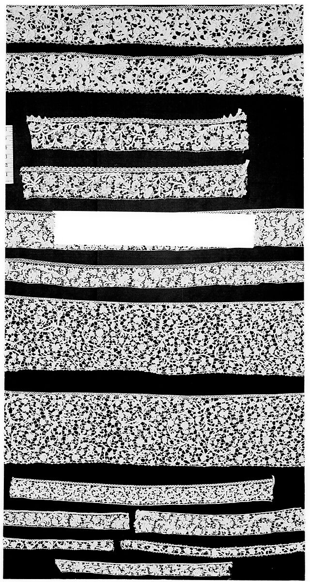 Strip, Needle lace, gros point lace, bobbin lace, Italian, Venice