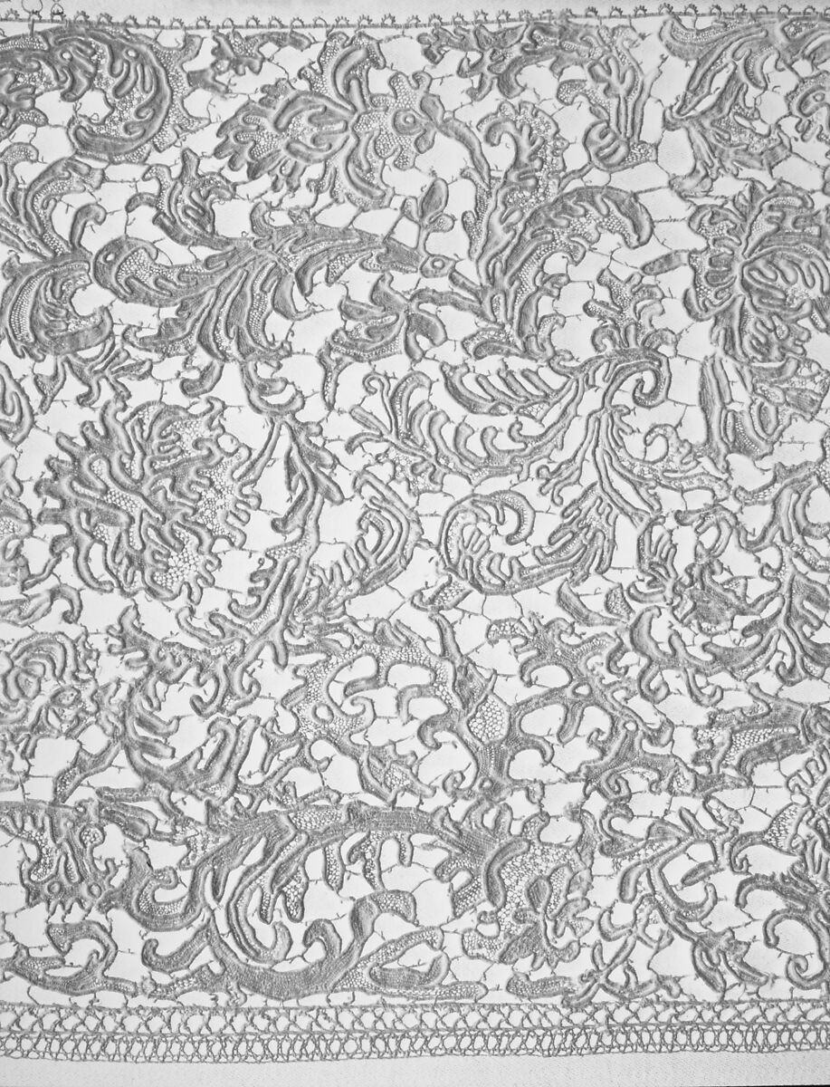 Border, Needle lace, gros point lace, Italian, Venice
