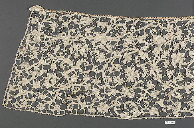 Fragment, Needle lace, Italian, Venice 