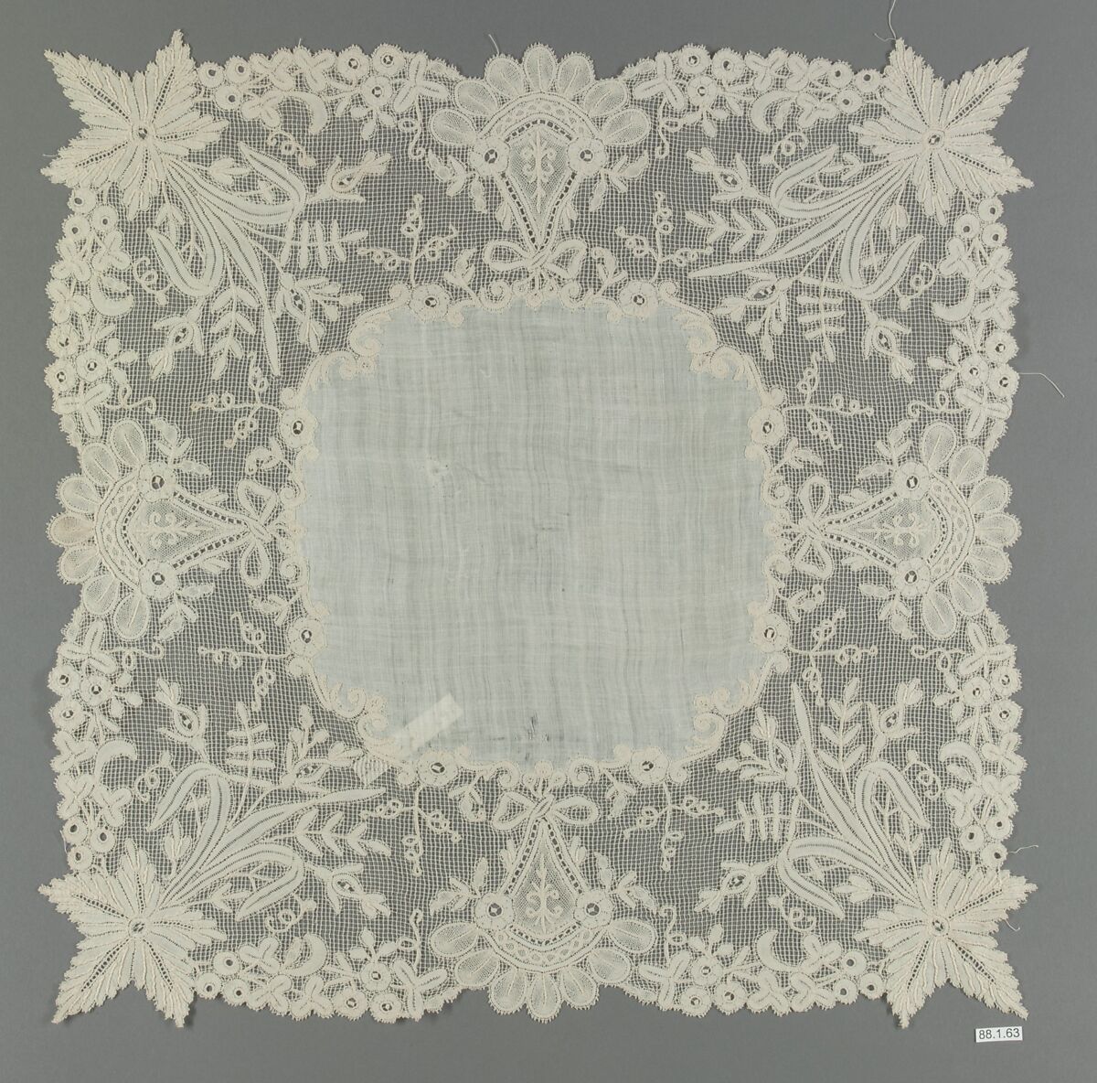 Handkerchief, Bobbin lace, Valenciennes lace, Duchesse lace, French 