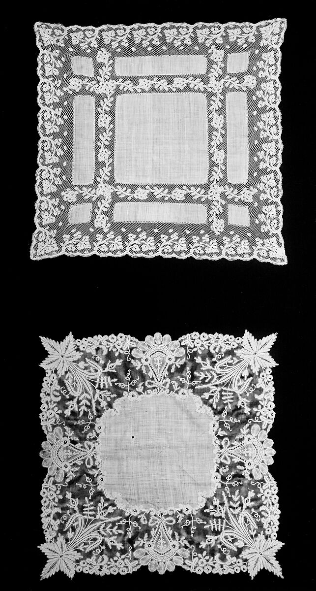 Handkerchief, Bobbin lace, Valenciennes lace, Duchesse lace, French