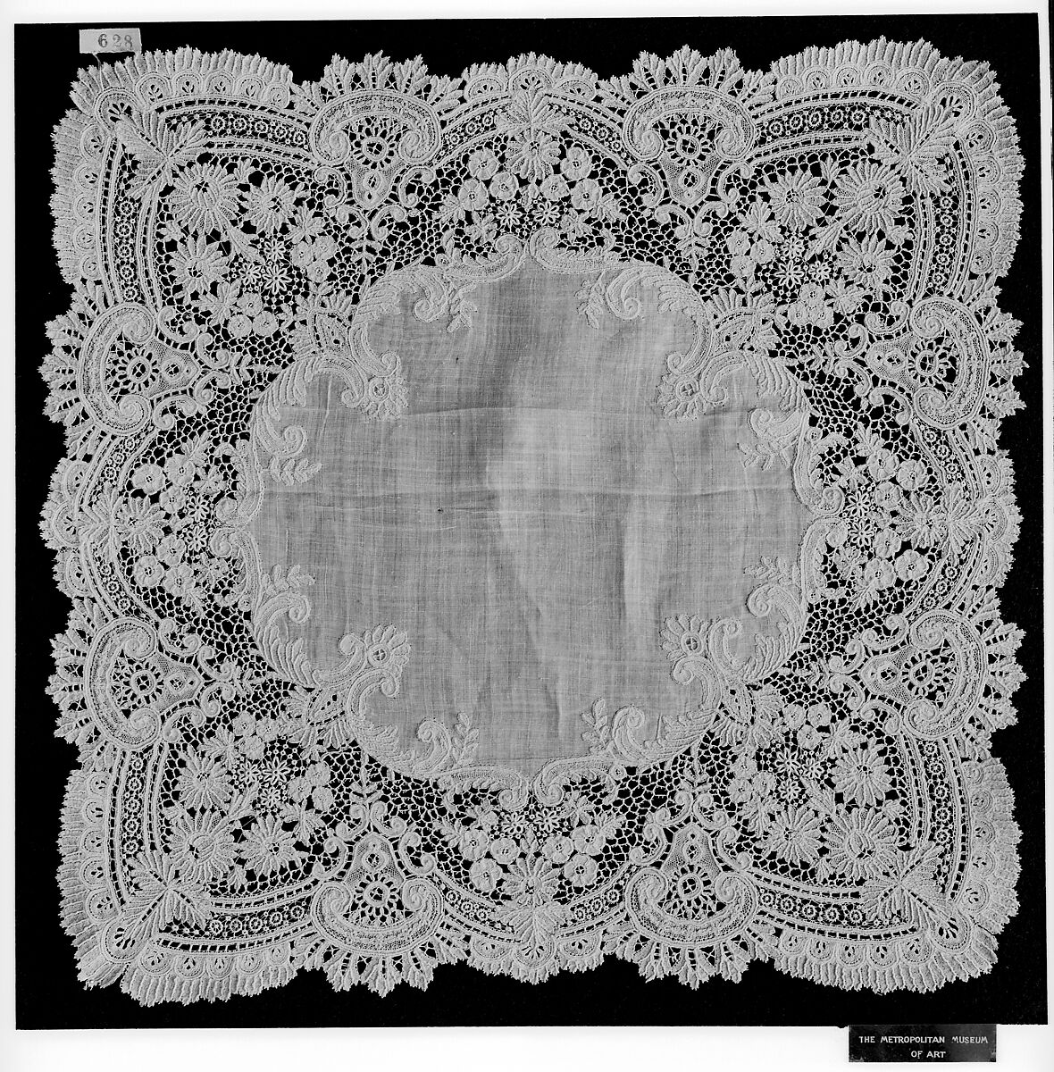 Handkerchief, Bobbin lace, Belgian 