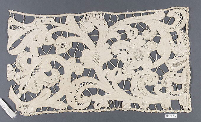 Fragment, Bobbin lace, Milanese lace, Italian, Milan 