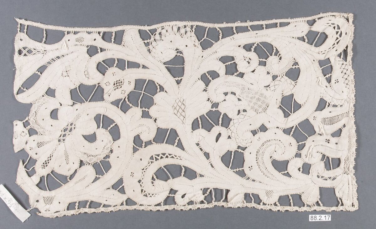 Fragment, Bobbin lace, Milanese lace, Italian, Milan