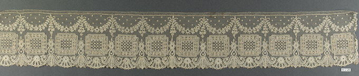 Fragment, Bobbin and needle lace, Belgian, Brussels 