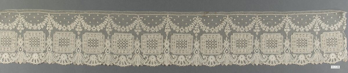 Fragment, Bobbin and needle lace, Belgian, Brussels