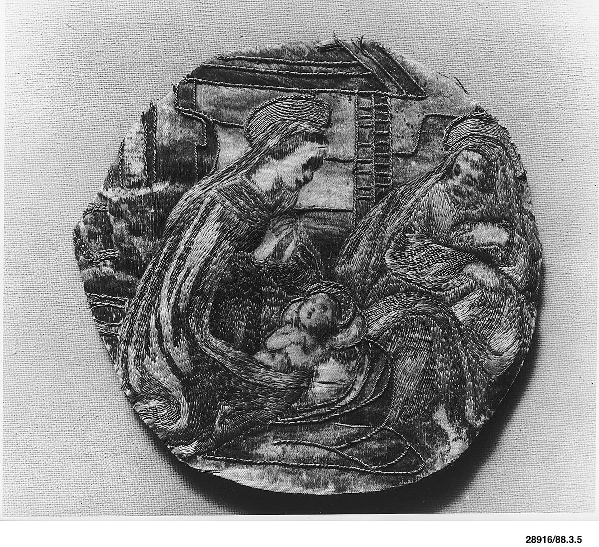 The Holy Family, Silk and metal-wrapped thread on silk, Italian