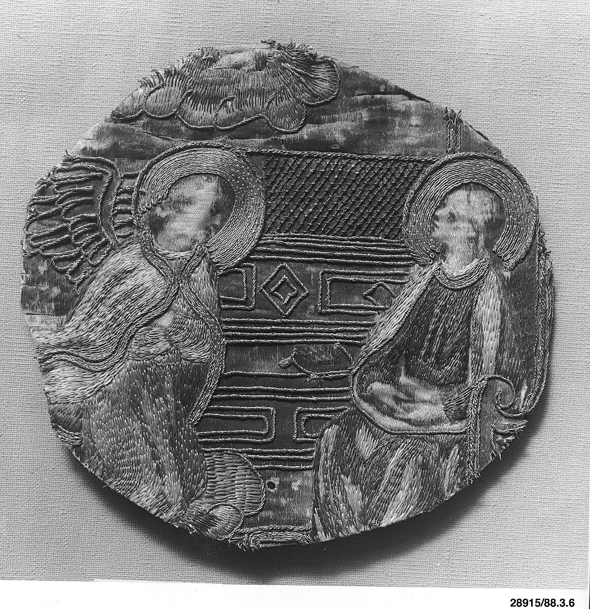 The Annunciation, Silk and metal-wrapped thread on silk, Italian