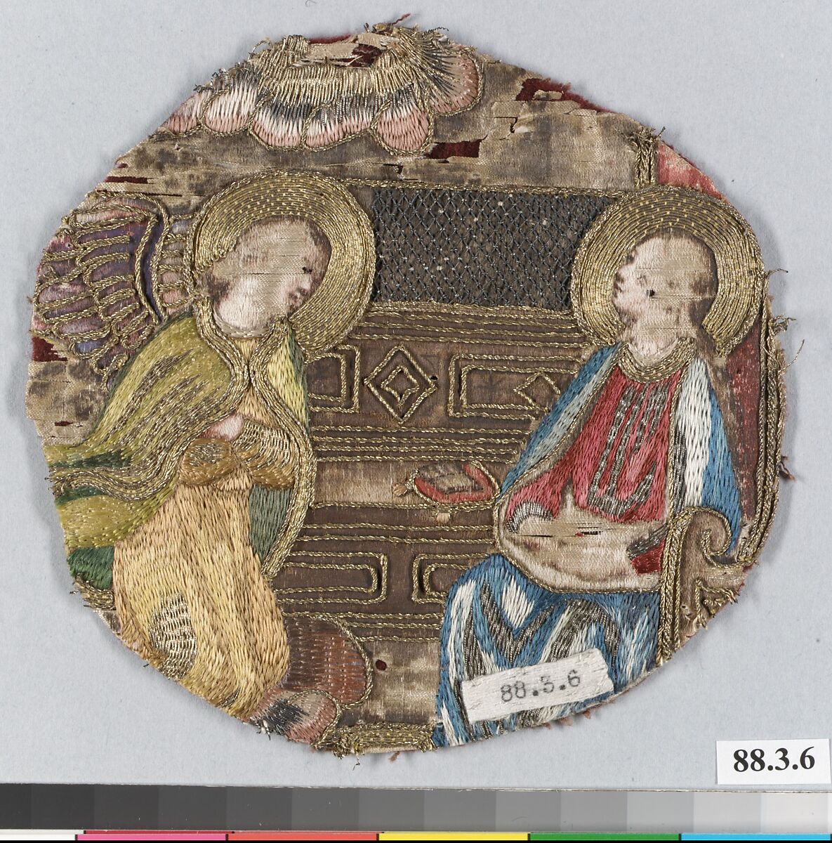 The Annunciation, Silk and metal-wrapped thread on silk, Italian