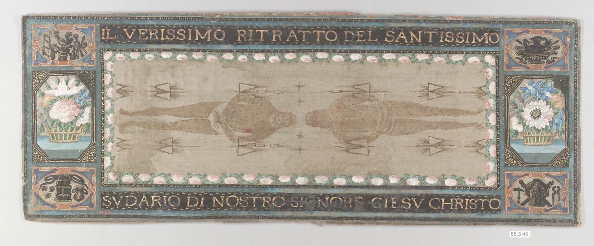 Reproduction of a winding sheet, Painted cloth, Italian