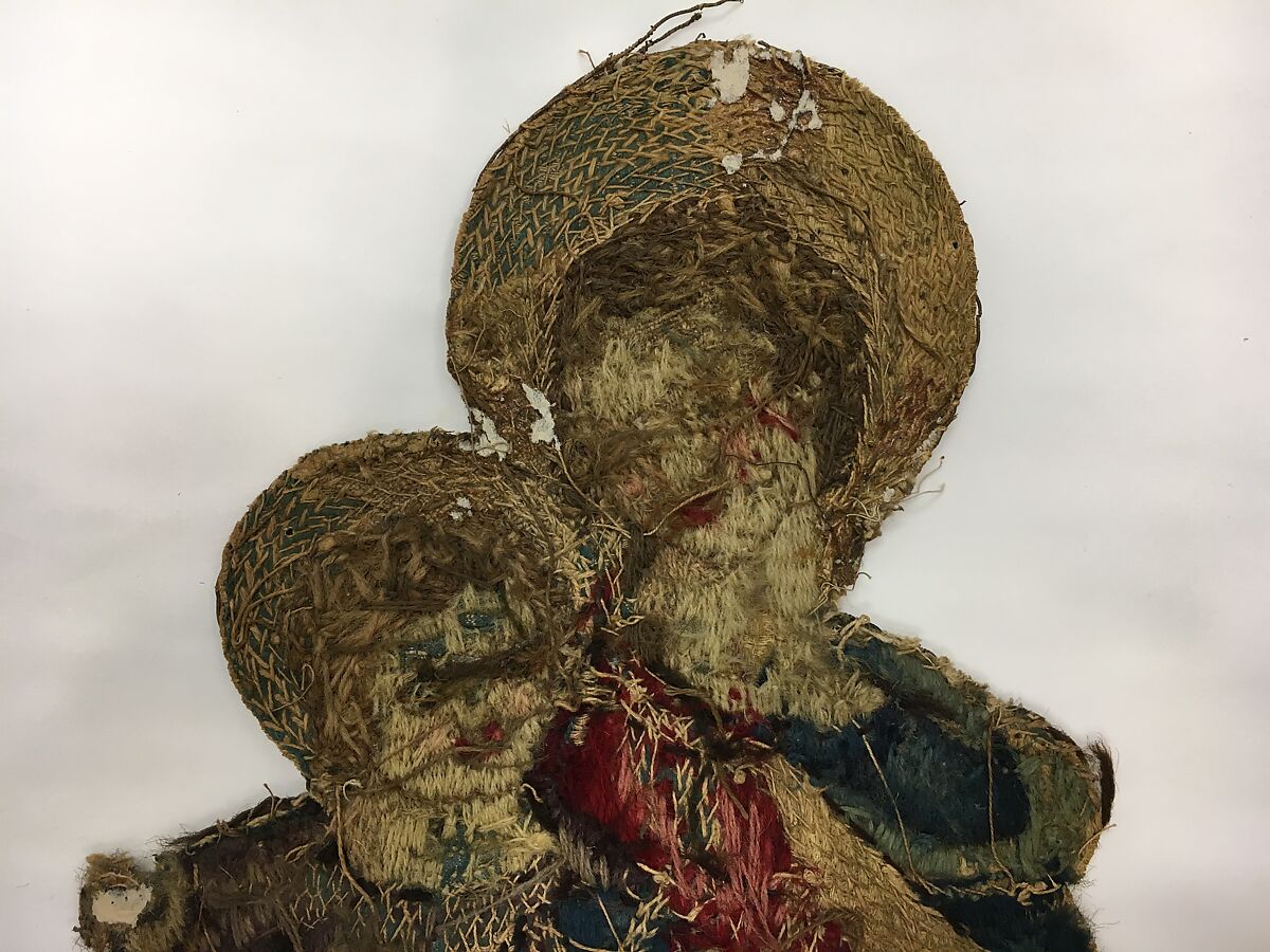Virgin and Child, Linen, silk, wool and metal thread, possibly German