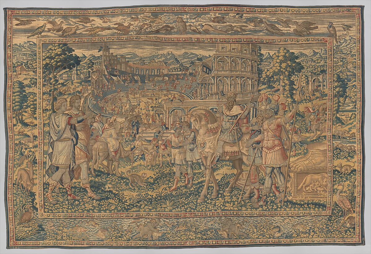 The Colosseum from a set of The Wonders of the World, Designed from prints after Maarten van Heemskerck (Netherlandish, Heemskerck 1498–1574 Haarlem), Wool, silk (18-20 warps per inch, 7-8 cm.), Flemish, Brussels 