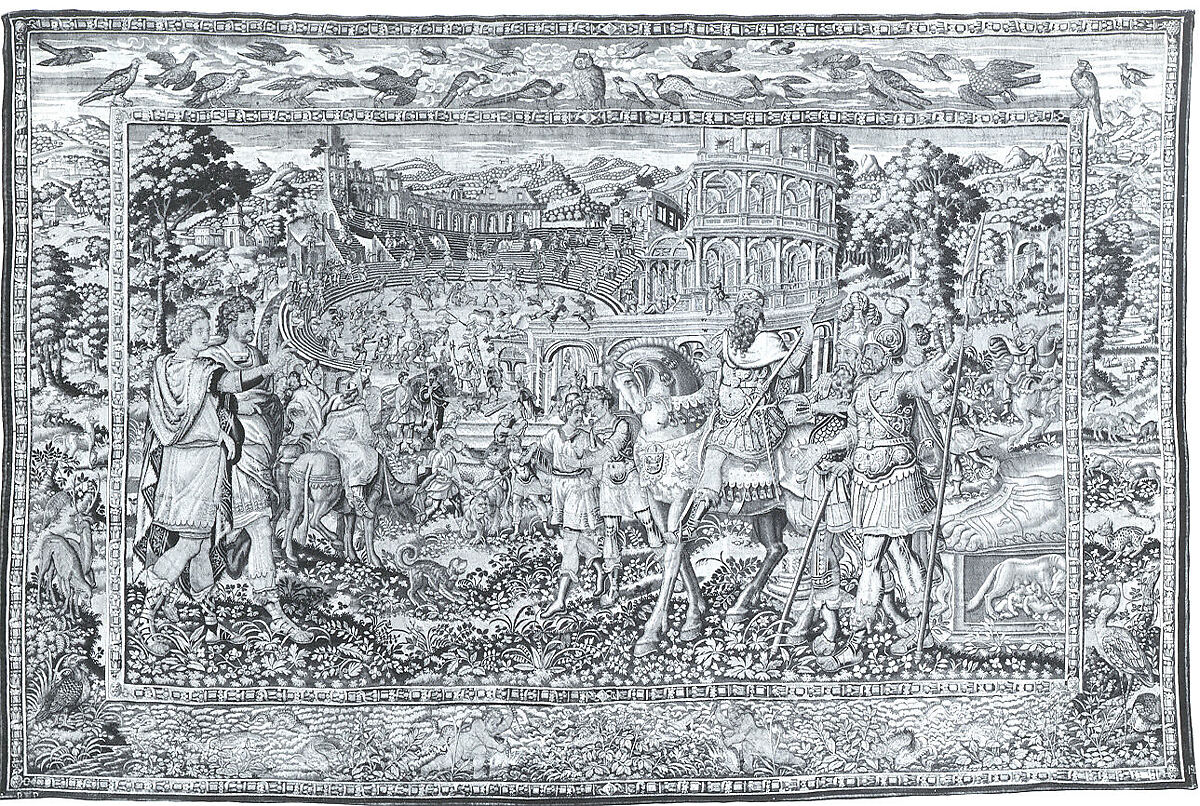 The Colosseum from a set of The Wonders of the World, Designed from prints after Maarten van Heemskerck (Netherlandish, Heemskerck 1498–1574 Haarlem), Wool, silk (18-20 warps per inch, 7-8 cm.), Flemish, Brussels