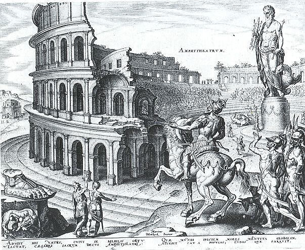 The Colosseum from a set of The Wonders of the World, Designed from prints after Maarten van Heemskerck (Netherlandish, Heemskerck 1498–1574 Haarlem), Wool, silk (18-20 warps per inch, 7-8 cm.), Flemish, Brussels