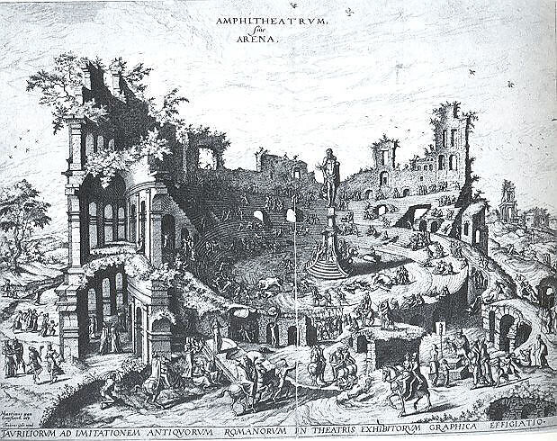 The Colosseum from a set of The Wonders of the World, Designed from prints after Maarten van Heemskerck (Netherlandish, Heemskerck 1498–1574 Haarlem), Wool, silk (18-20 warps per inch, 7-8 cm.), Flemish, Brussels