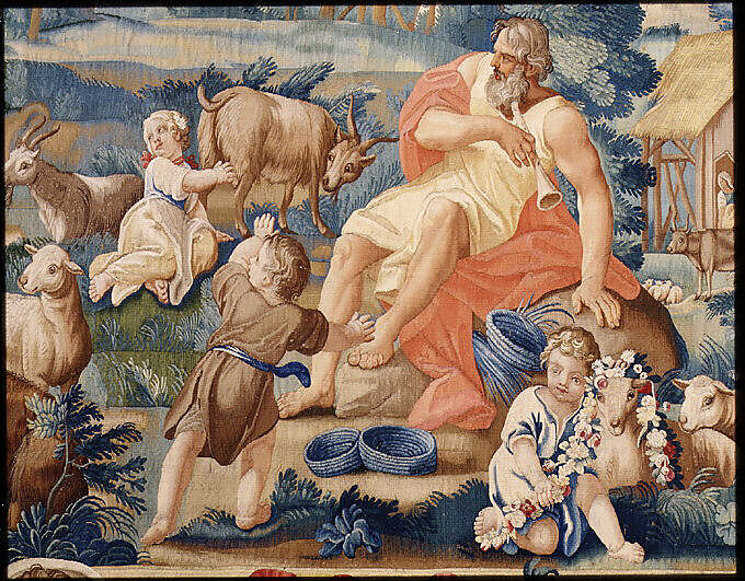 Erminia and the Shepherd (from a set of Scenes from Gerusalemme Liberata), Designed by Domenico Paradisi (Italian, active 1689–1721), Wool, silk (16-18 warps per inch, 7 per cm.), Italian, Rome
