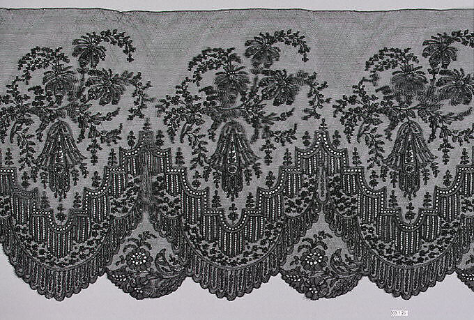 Piece, Bobbin lace, French, Chantilly 