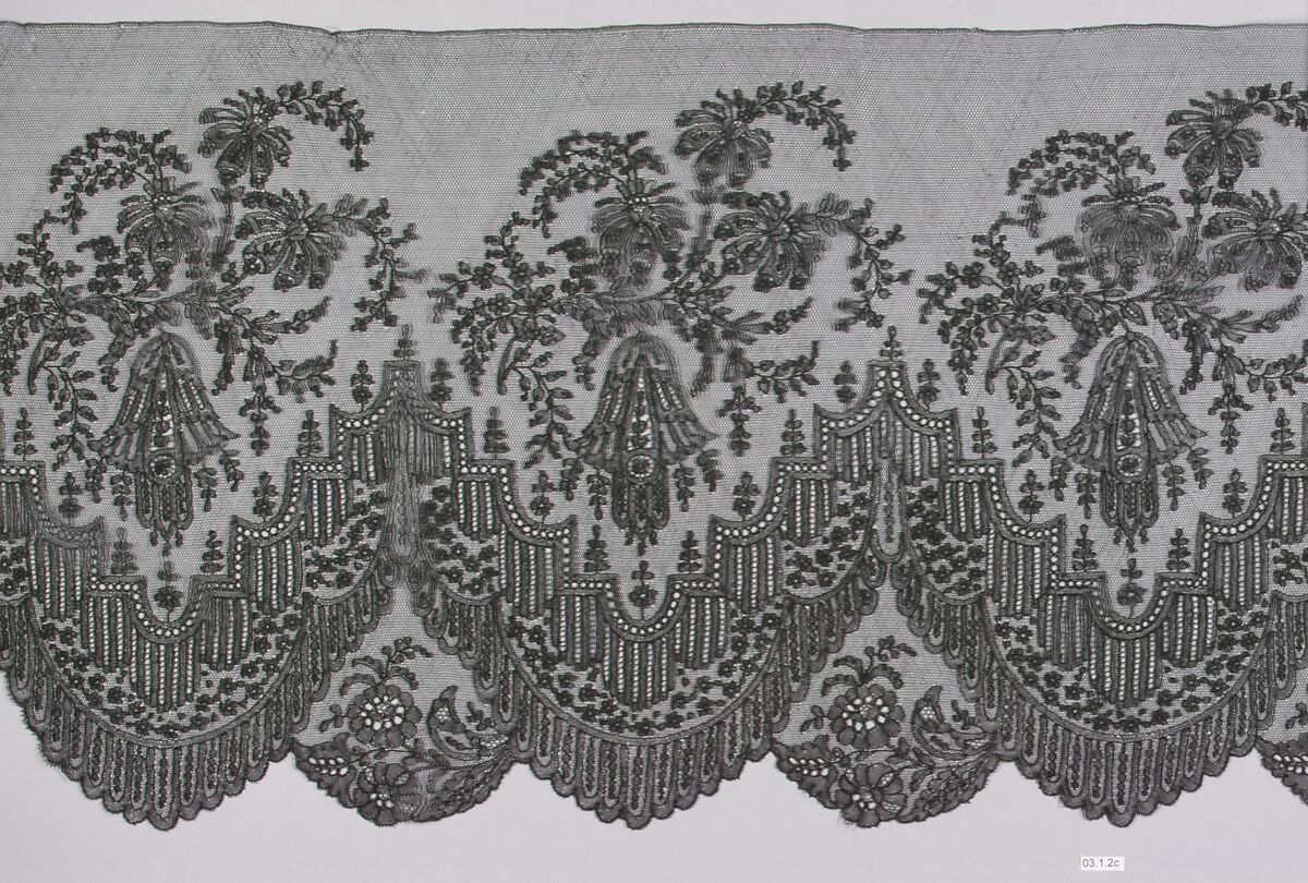 Piece, Bobbin lace, French, Chantilly