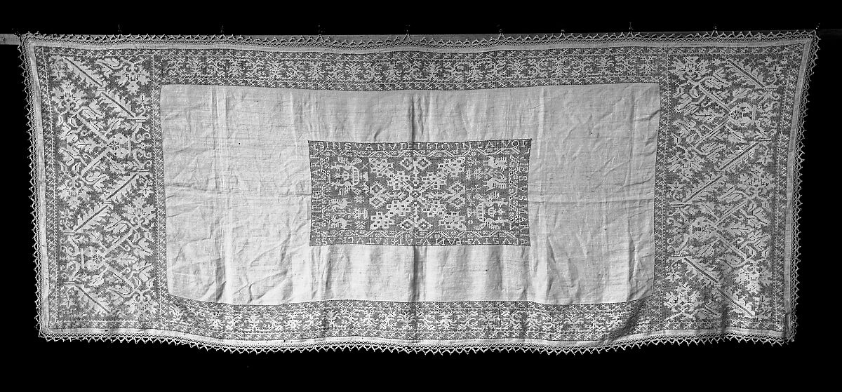 Altar cloth, Drawnwork, bobbin lace, linen, Greek 