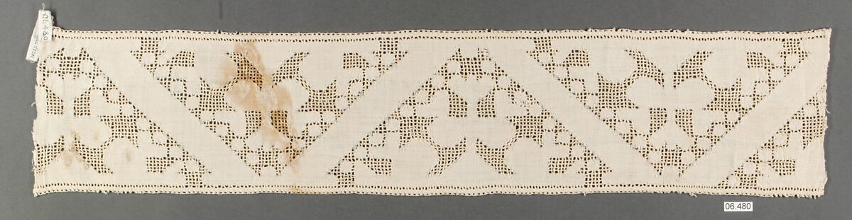 Band, Drawnwork, linen, Italian, Sicily