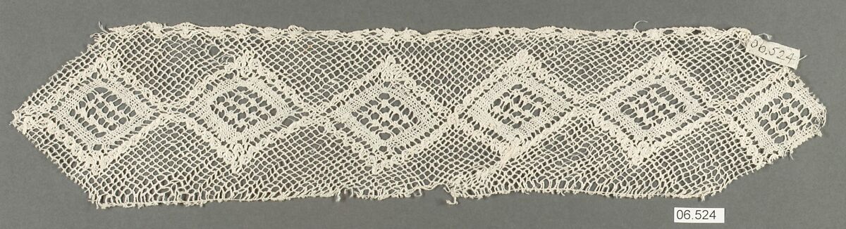 Fragment, Bobbin lace, Italian, Venice