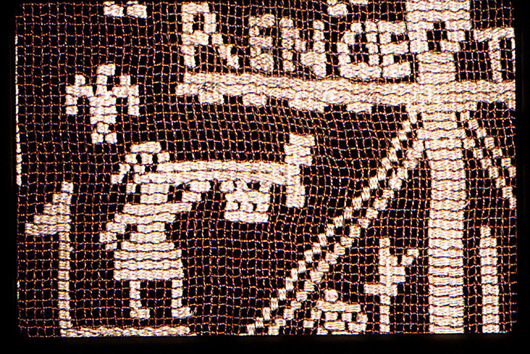 Border, Embroidered net, buratto, Italian, possibly Sardinia