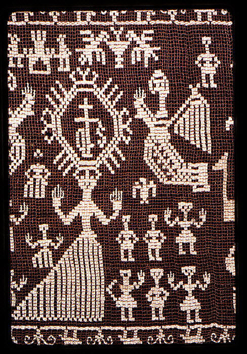 Border, Embroidered net, buratto, Italian, possibly Sardinia