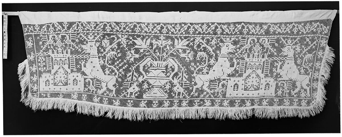 Valance, Embroidered net, Italian or Spanish