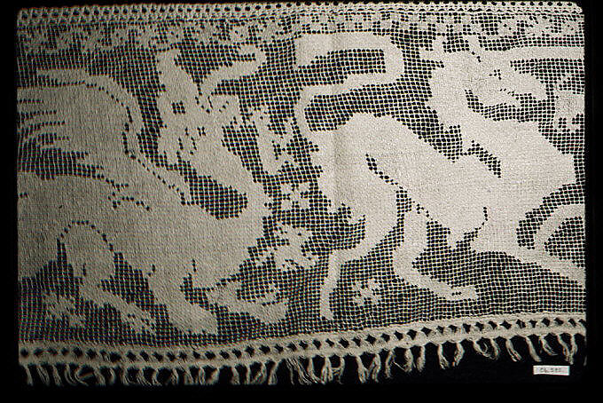 Border, Embroidered net, Italian, Sicily