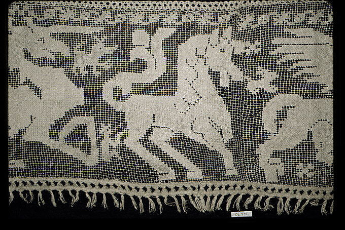 Border, Embroidered net, Italian, Sicily