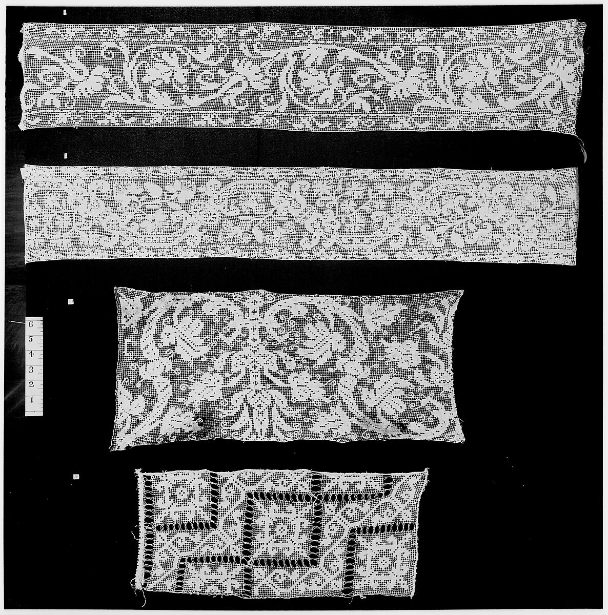 Fragment, Embroidered net, Italian