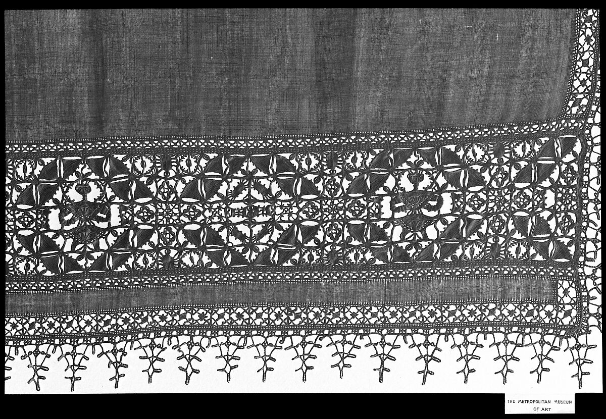 Cover, Needle lace, reticello, punto in aria, punto avorio, linen, Greek Islands