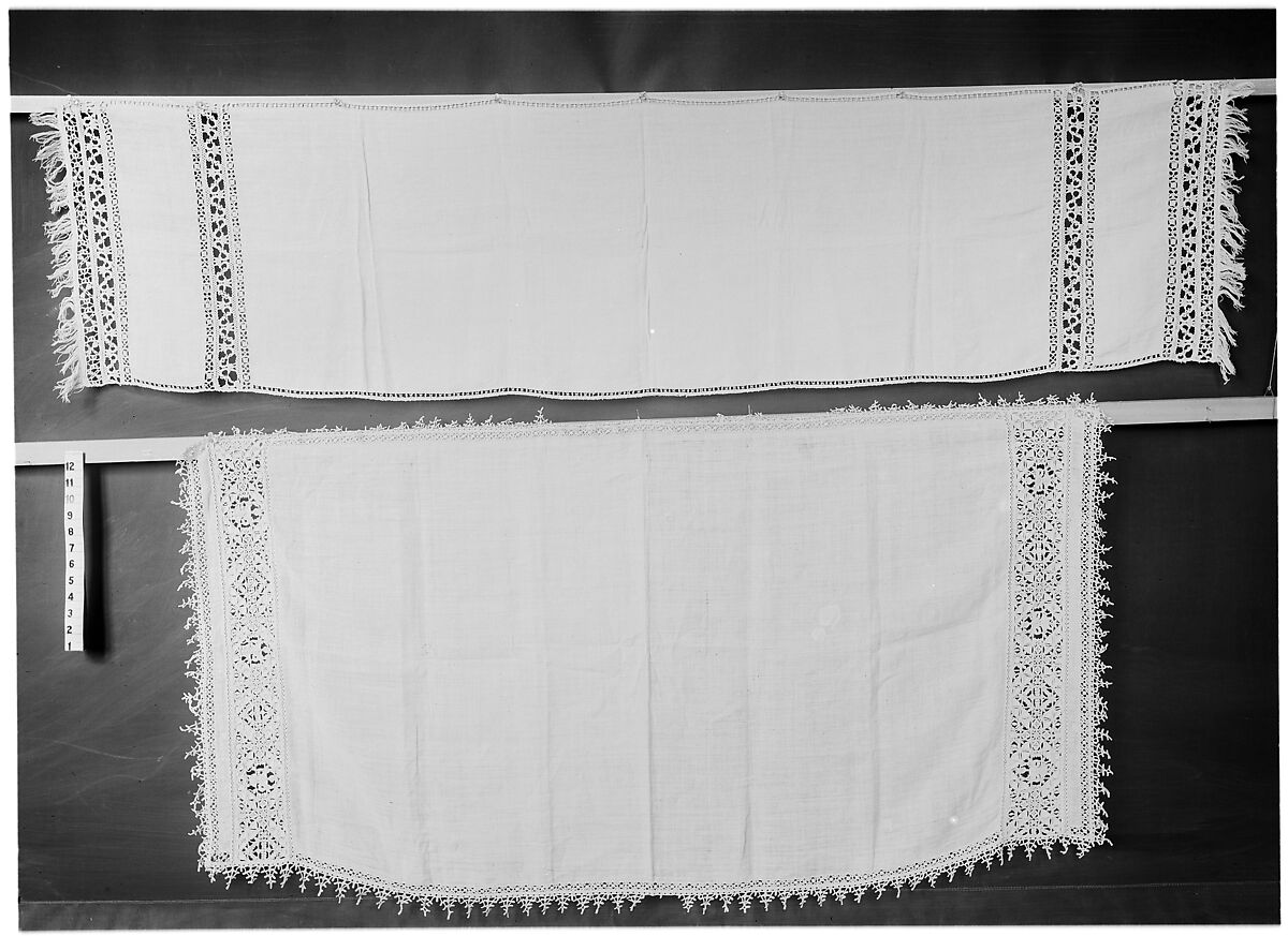 Towel, Linen, bobbin lace, Italian