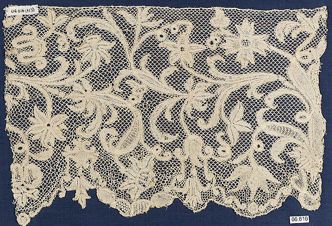 Fragment, Bobbin lace, Milanese lace, Italian 