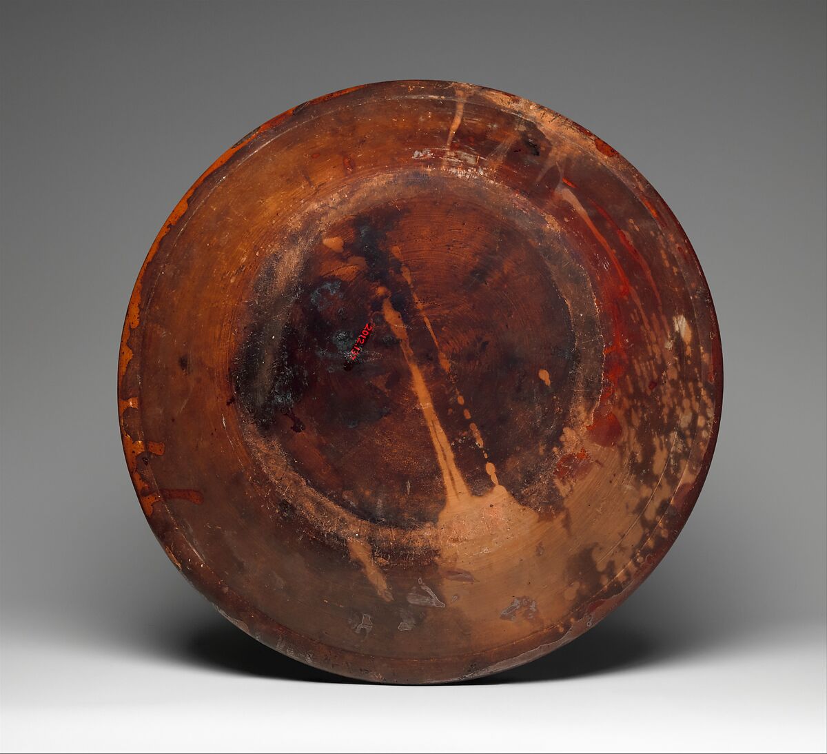 Redware Slip-decorated dish, Attributed to Dennis Family Potters, Red earthenware
