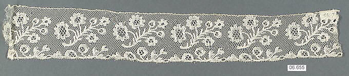 Fragment, Bobbin lace, French, Chantilly 