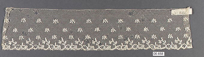 Fragment, Bobbin lace, French, Lille or Arras 
