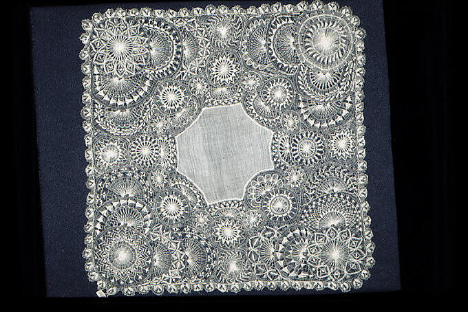 Lace handkerchief, Embroidered net, Mexican 