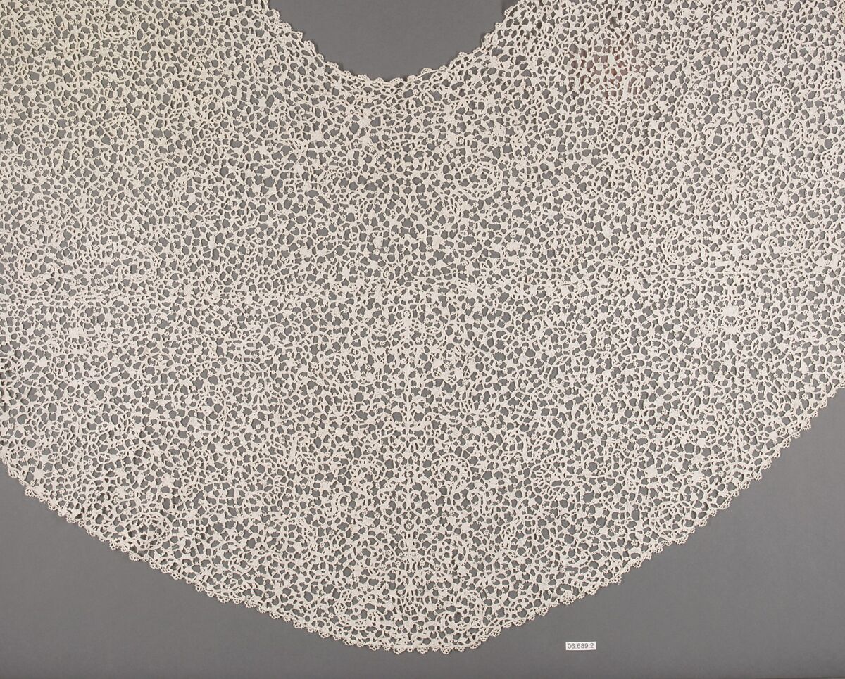 Cape, Needle lace, Point plat, Italian, Venice
