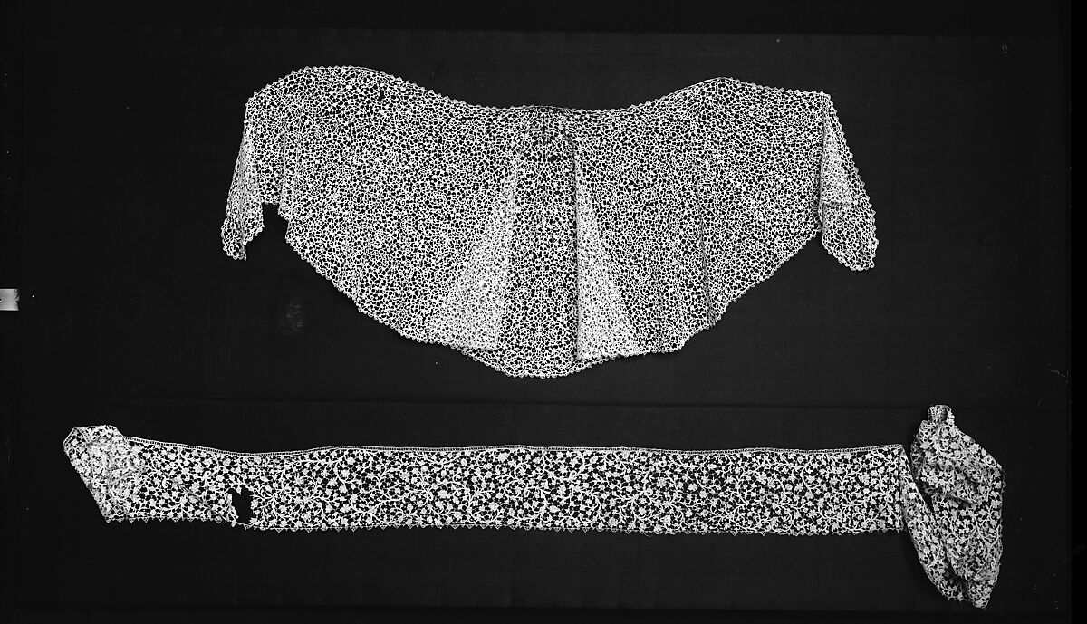 Cape, Needle lace, Point plat, Italian, Venice