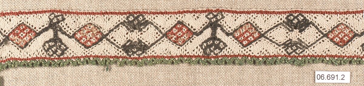 Strip, Silk, bobbin lace, Greek, Crete