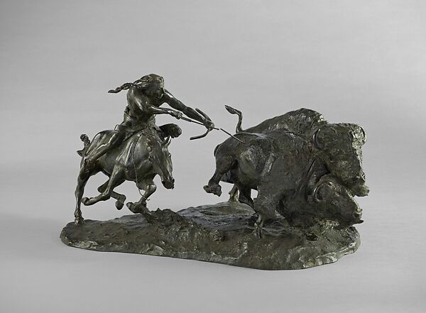 Buffalo Hunt, Charles M. Russell (American, St. Louis, Missouri 1864–1926 Great Falls, Montana), Bronze, American 