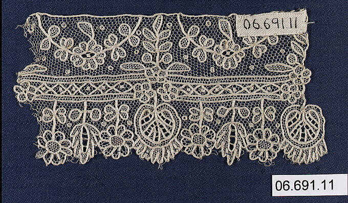 Sample, Needle lace, Point de Gaze, Belgian, Brussels 