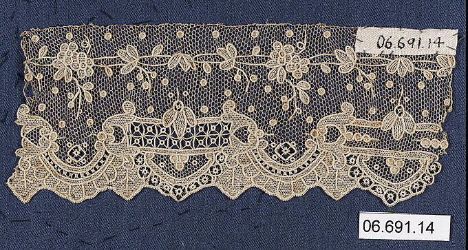 Lace sample, Needle lace, point d’Alençon, French 