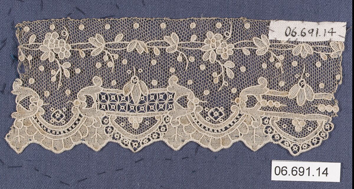 Lace sample, Needle lace, point d’Alençon, French