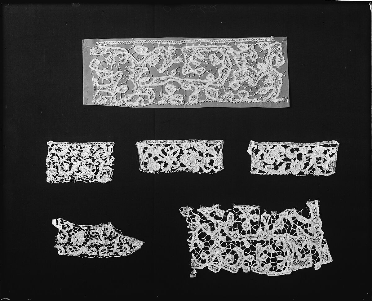 Fragment, Needle lace, gros point lace, Italian, Venice