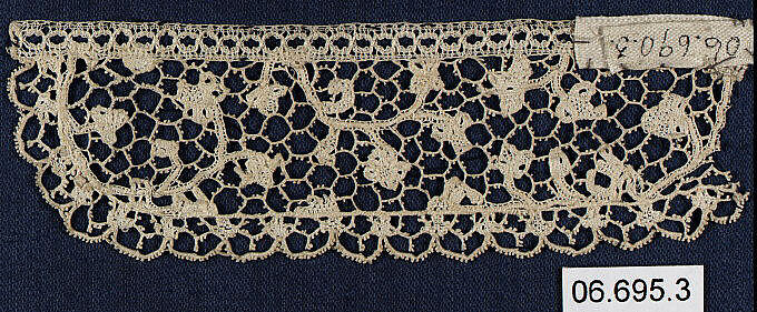 Fragment, Needle lace, gros point lace, Italian, Venice 