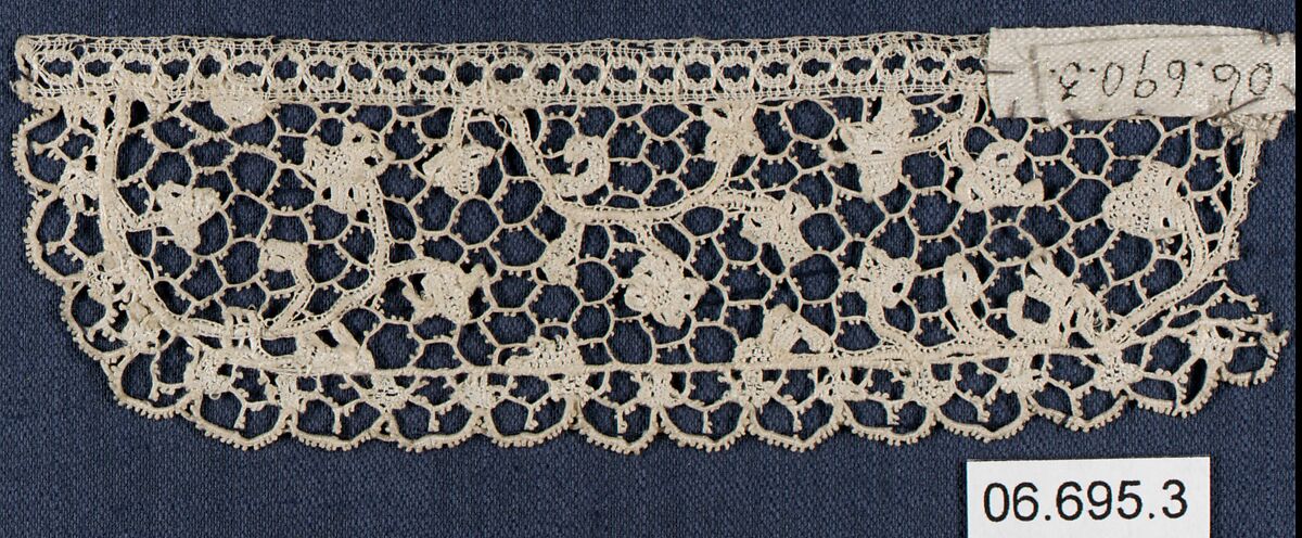 Fragment, Needle lace, gros point lace, Italian, Venice